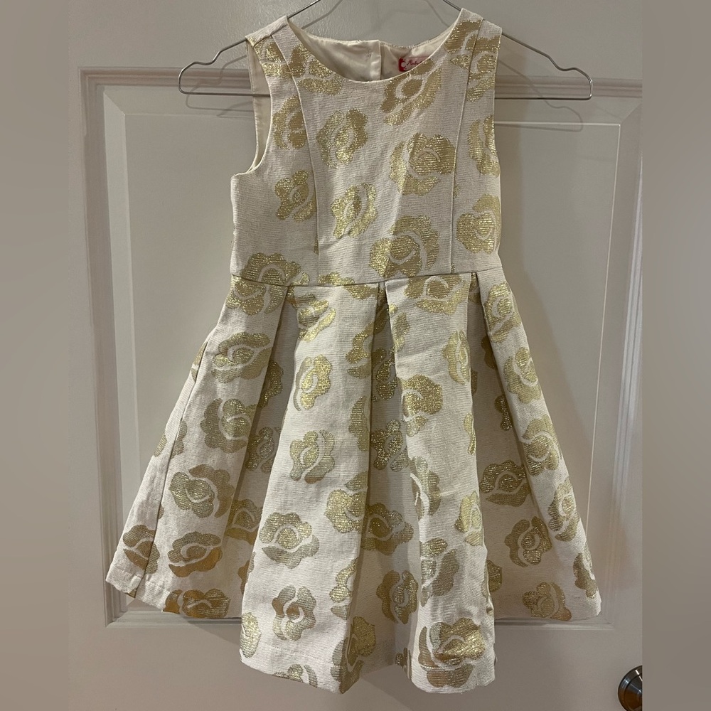 Ruby & Bloom Gold Patterned Kids Dress